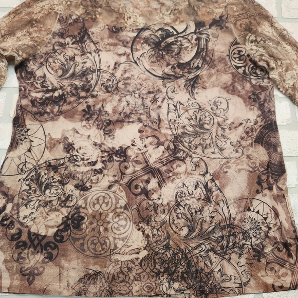 CJ BANKS Womens Rustic Lace Long Sleeve with Rhinestones Size 1X - Picture 9 of 13